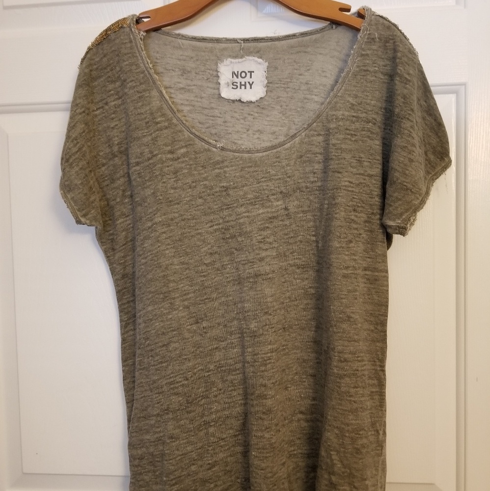 Olive Grey Green Embellished Top